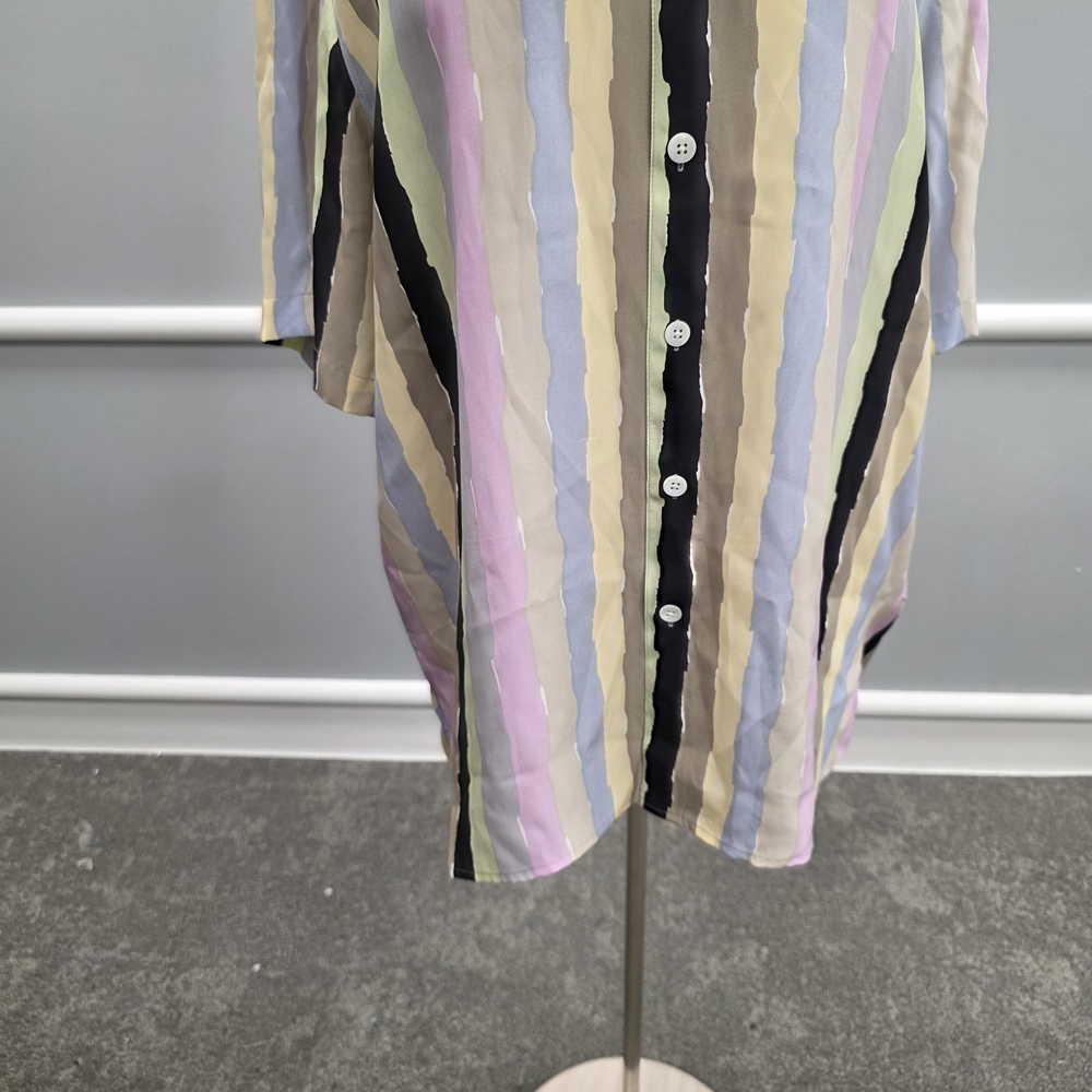 Stacy Adams Multicolor Striped Casual Button Down Shirt Silk - Picture 3 of 9